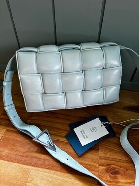 Bottega Veneta Padded Cassette Bag Ice Blue Intrecciato Crossbody